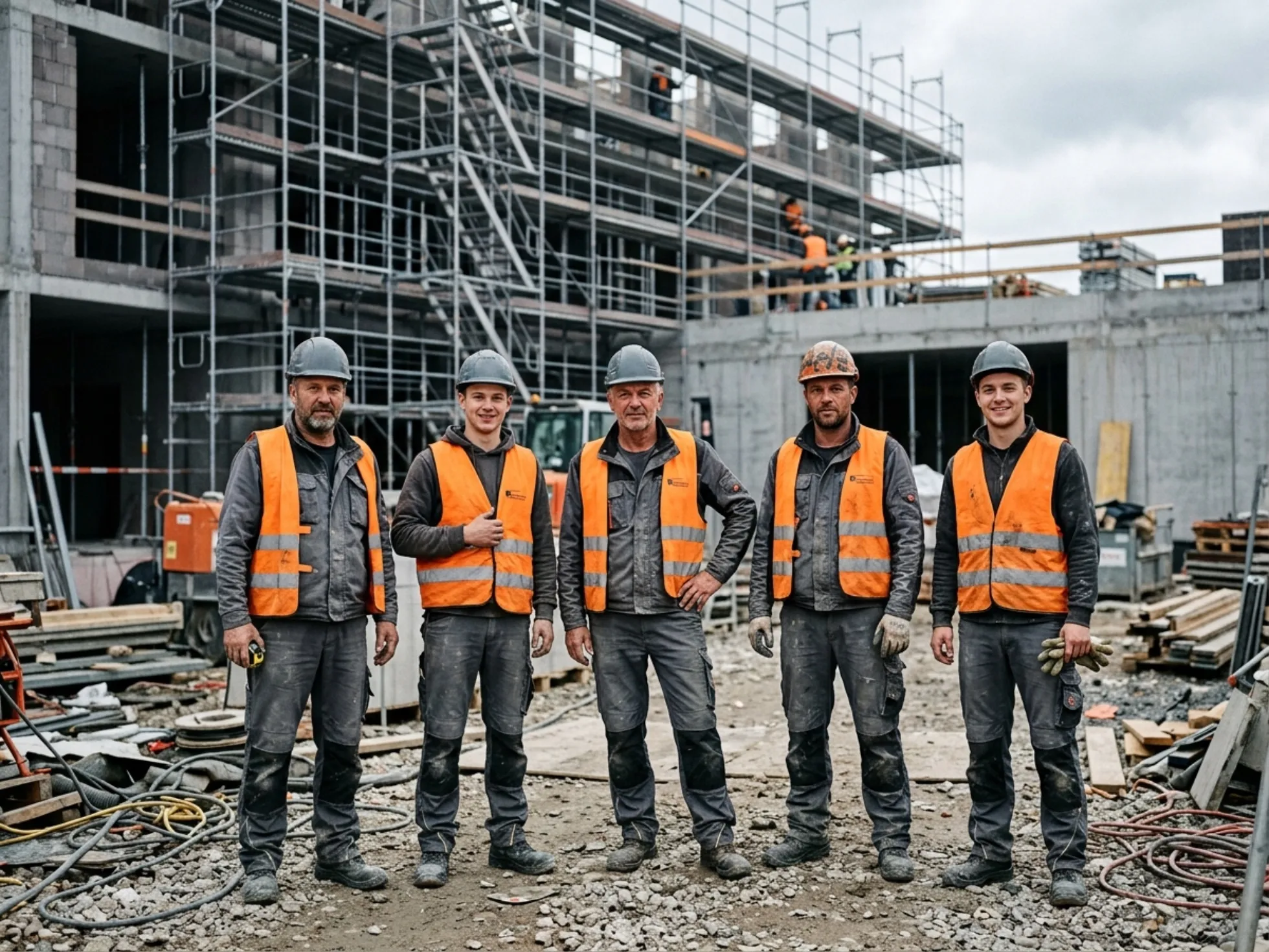 Team von MWM Dienstleistung auf einer Baustelle